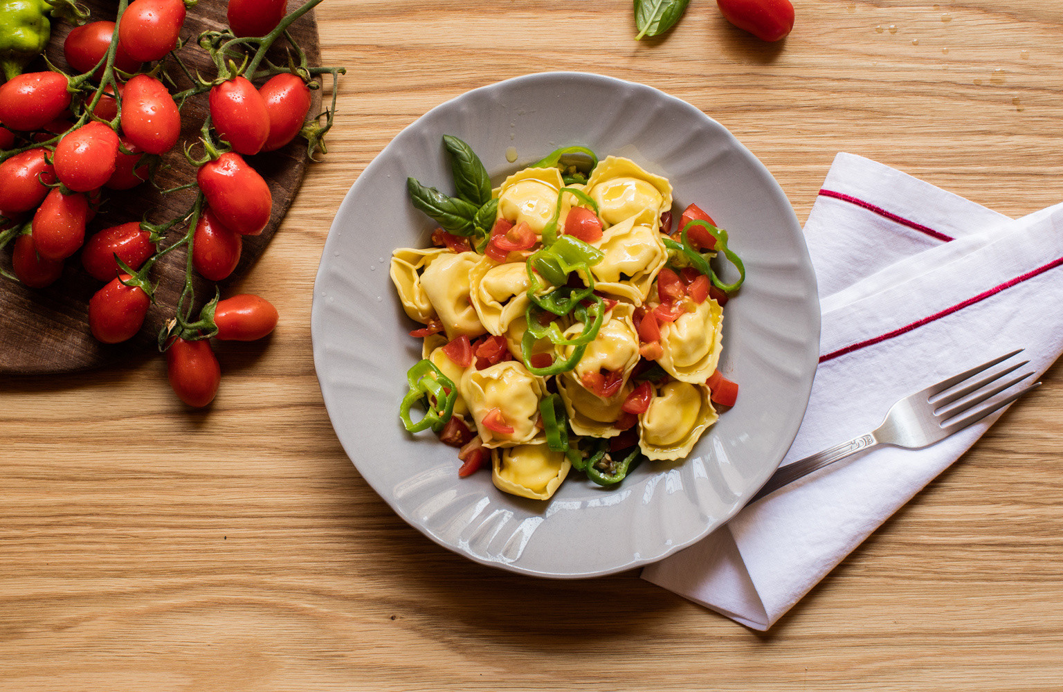 Aubergine Parmigiana Tortelloni with pesto sauce recipe La Famiglia Rana