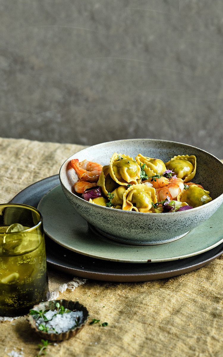 Tortelloni steinpilze mit garnelen und thymian-zwiebeln - Giovanni Rana