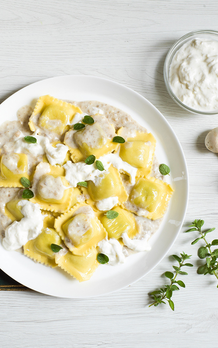 Burrata And Chards Ravioli In A