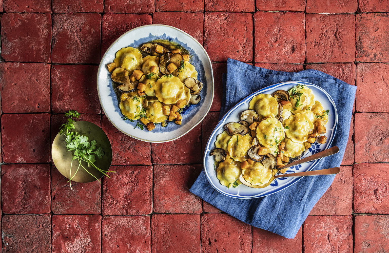 girasoli poulet & truffe d’été, aux cèpes et à la crème de courge