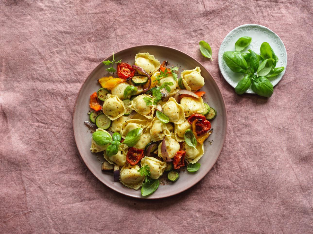 Sfogliagrezza Ricotta E Spinaci Con Zucchine Melanzane E Pomodorini