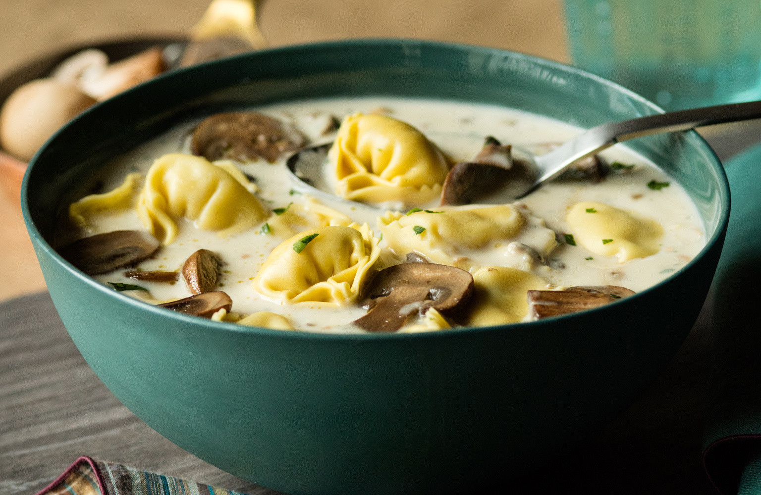 Mushroom and Ricotta Tortelloni with cream mushrooms soup recipe La