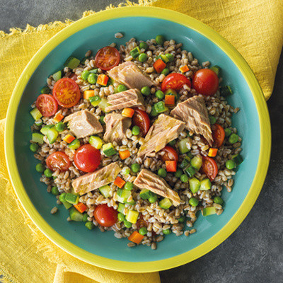Farro con tonno e verdurine